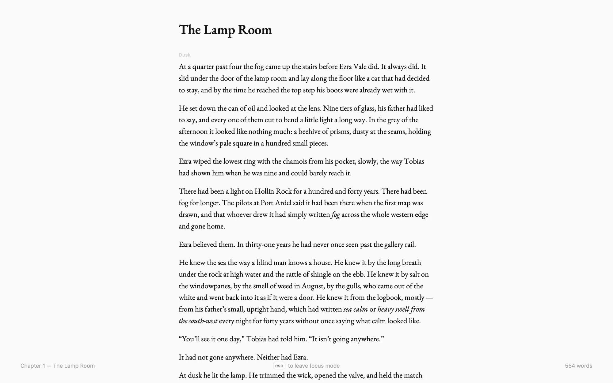 The same chapter in focus mode: only the page, nothing else on screen