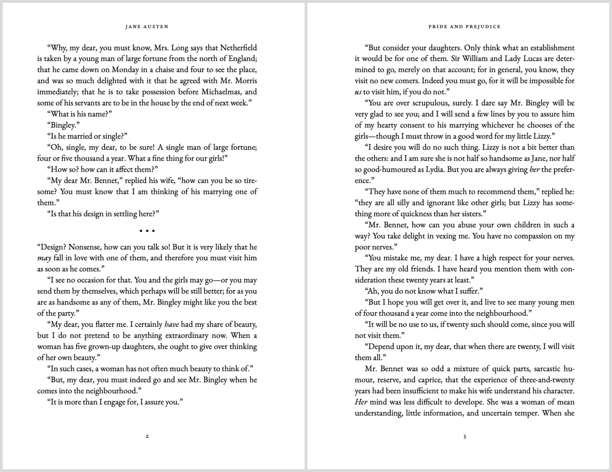 A two-page spread typeset by Vesper: a chapter opening in EB Garamond with a small-caps first line